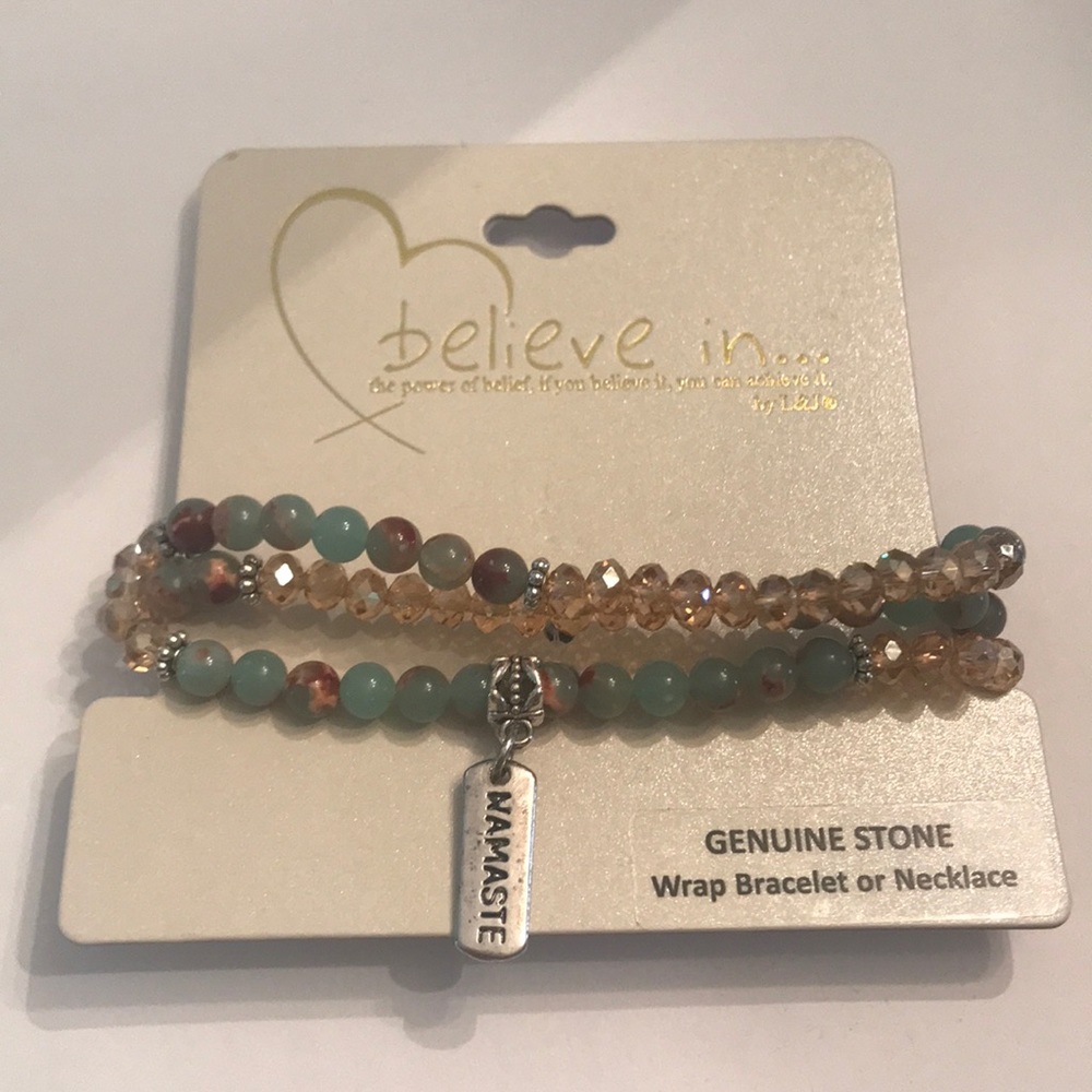 Genuine Stone wrap bracelet or necklace namaste